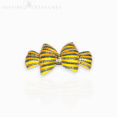 Bow Yellow Enamel and Crystal - Hair Clip